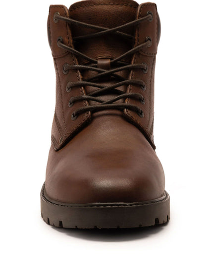 Off The Hook Brown Solo Leather Lace Up Casual Ankle Boots image 4