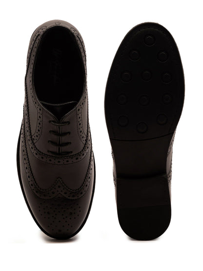 Off The Hook Black Waldew Leather Lace-Up Formal Brogue Shoes image 4