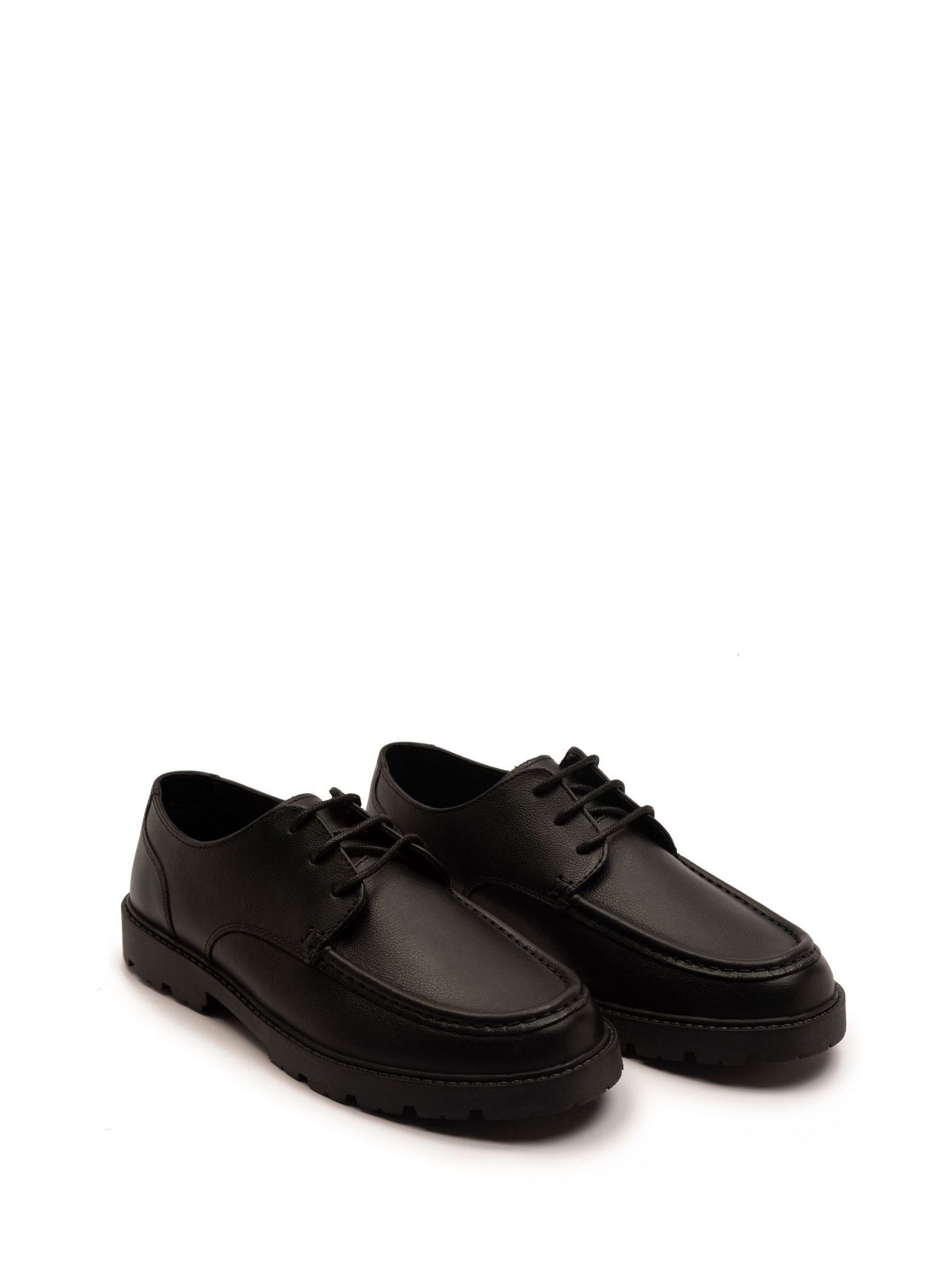 Off The Hook Black Rocky Leather Lace-Up Casual Boat Shoes image 1