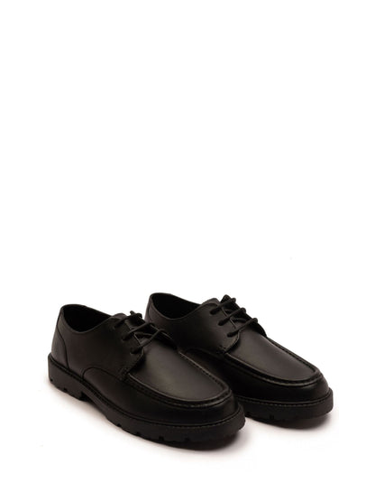 Off The Hook Black Rocky Leather Lace-Up Casual Boat Shoes image 1