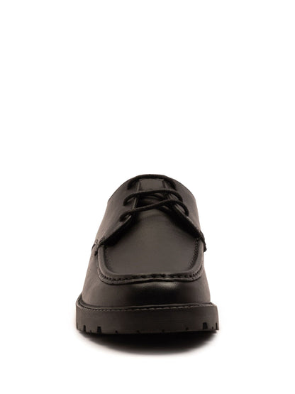 Off The Hook Black Rocky Leather Lace-Up Casual Boat Shoes image 4