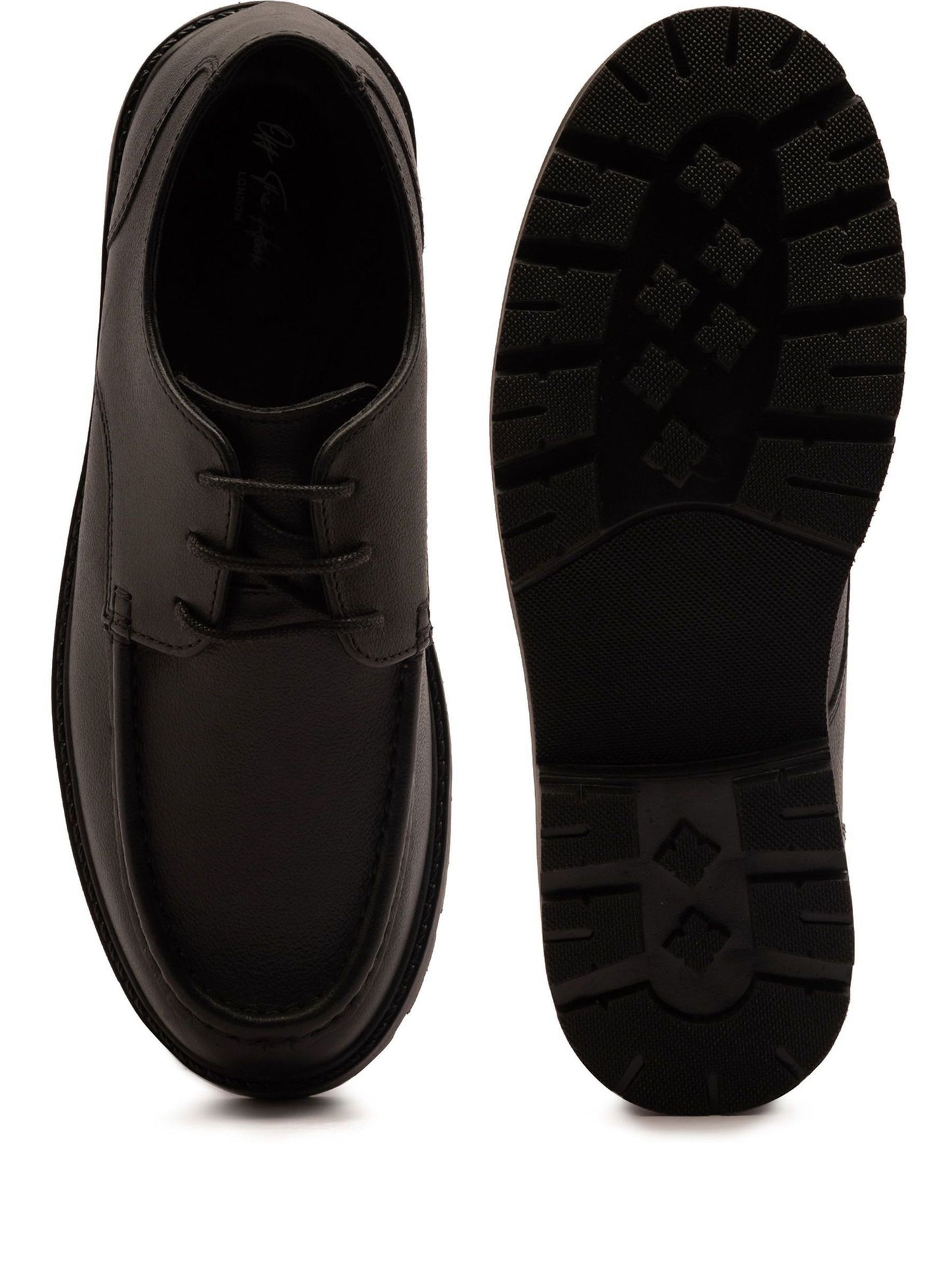Off The Hook Black Rocky Leather Lace-Up Casual Boat Shoes image 6