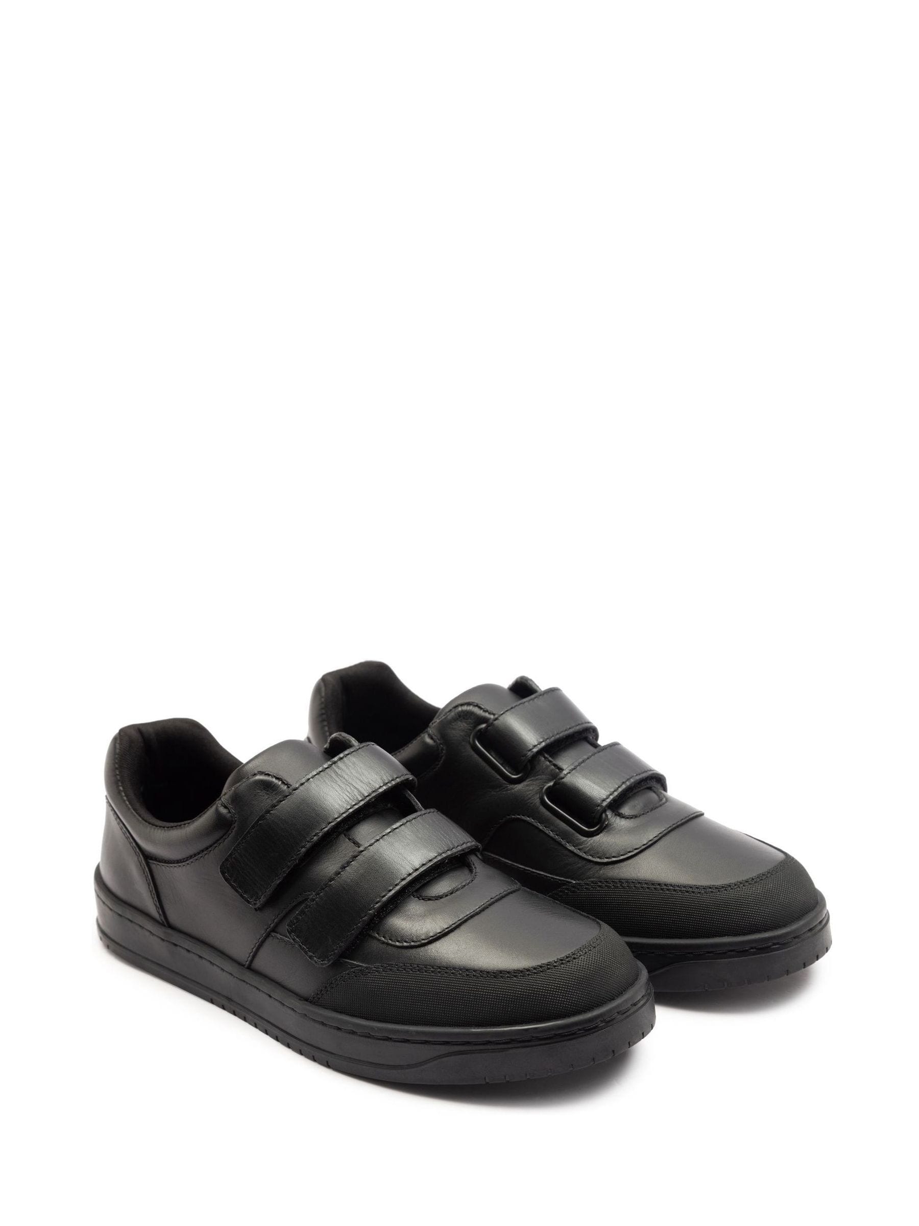 Off The Hook Black Ferris Leather Touch Fastening School Shoes image 1