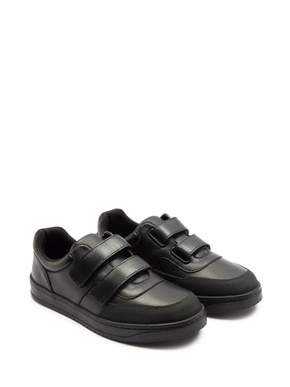 Off The Hook Black Ferris Leather Touch Fastening School Shoes image 1