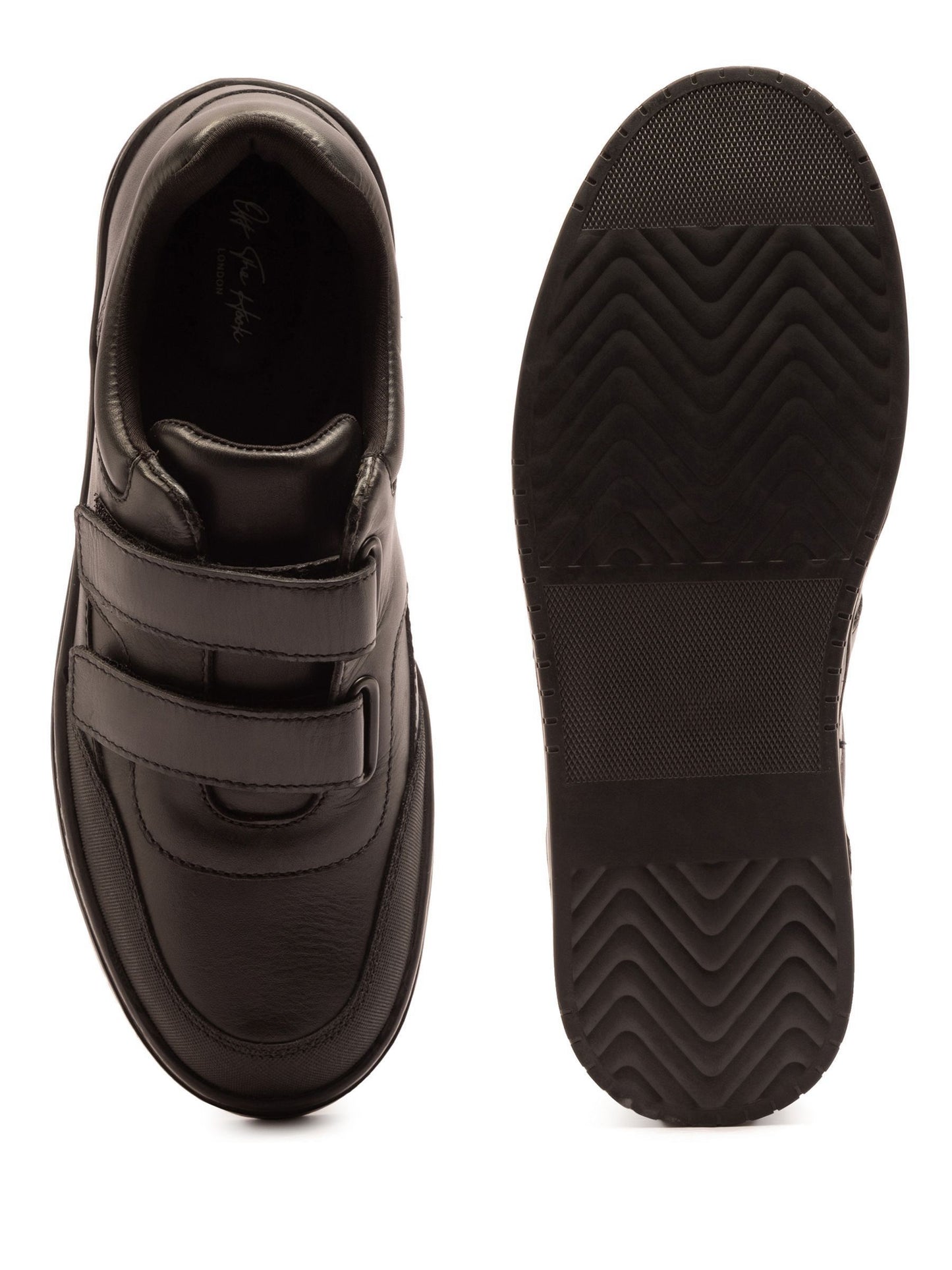 Off The Hook Black Ferris Leather Touch Fastening School Shoes image 6