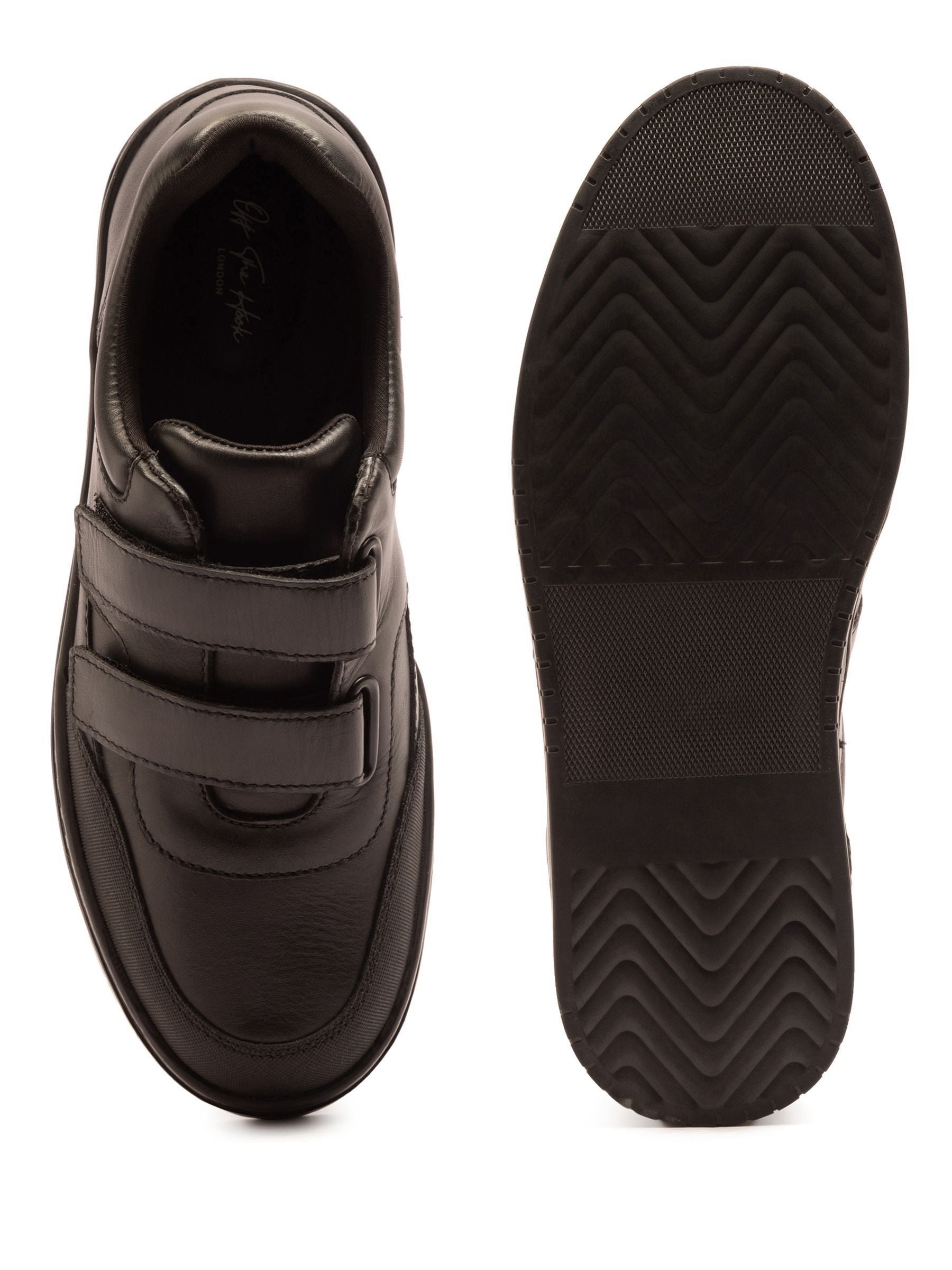 Off The Hook Black Ferris Leather Touch Fastening School Shoes image 6