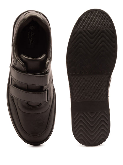 Off The Hook Black Ferris Leather Touch Fastening School Shoes image 6