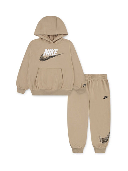 Nike Brown Little Kids ITZ Oversized Hoodie and Joggers Tracksuit Set image 1