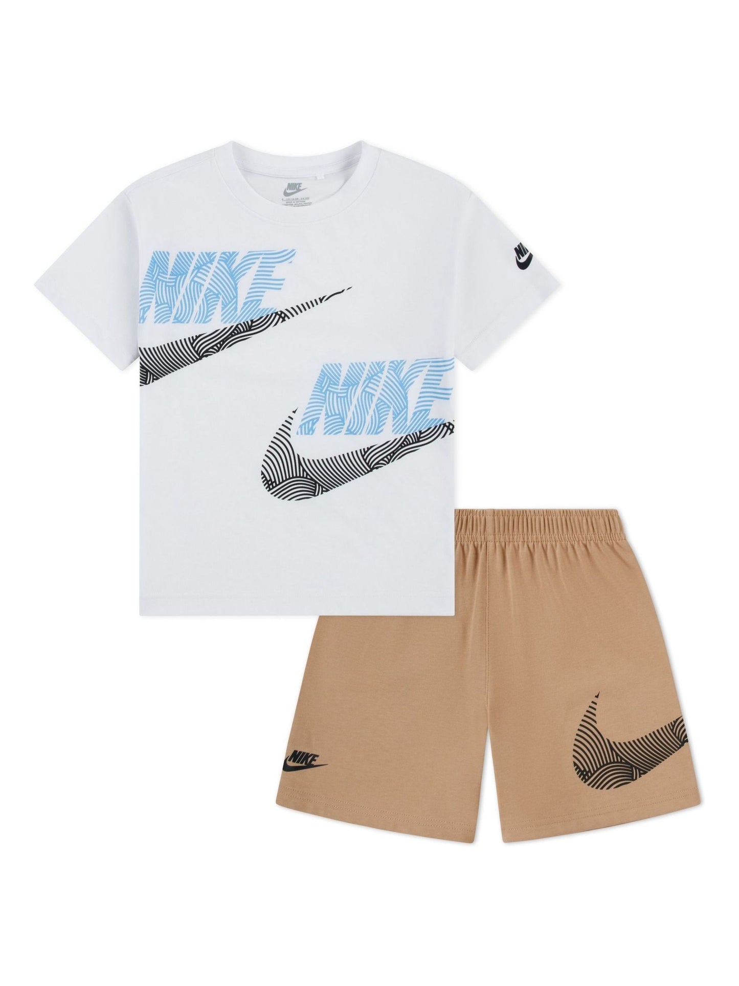 Nike Brown Little Kids ITZ Relaxd Jersey Printed Tshirt and Shorts Set image 1