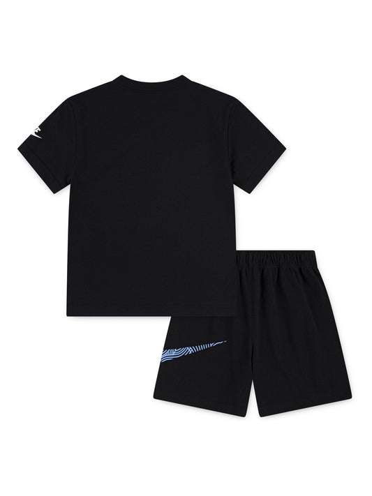 Nike Black Little Kids ITZ Relaxd Jersey Printed Tshirt and Shorts Set image 2