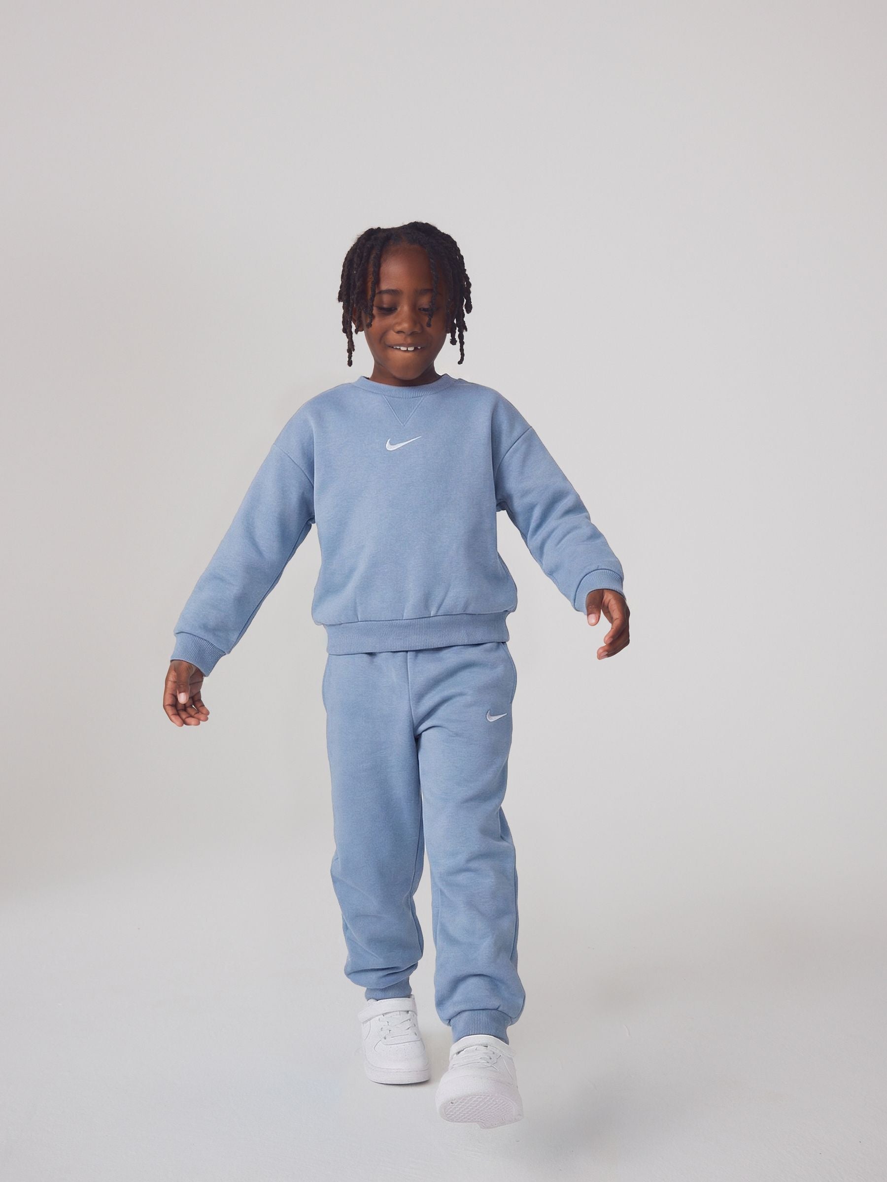 Nike Blue Little Kids Essential Marl Crew Tracksuit Set image 1