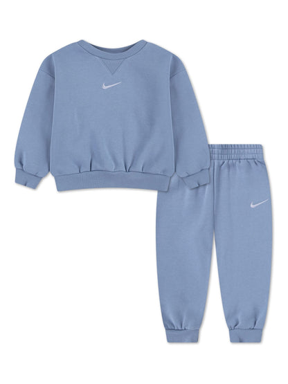 Nike Blue Little Kids Essential Marl Crew Tracksuit Set image 2