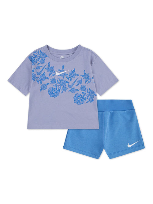 Dsiney Kidz - Nike Blue Little Kids Lace Print T-Shirt and Shorts Set image 1