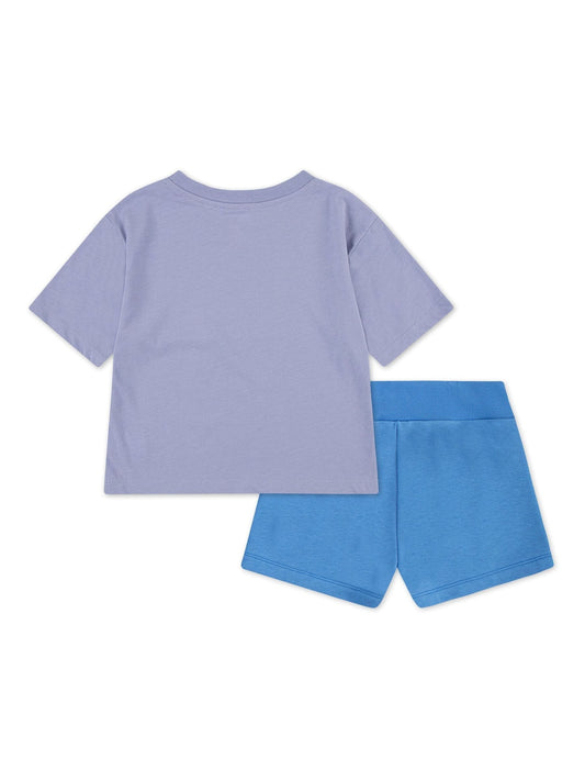 Dsiney Kidz - Nike Blue Little Kids Lace Print T-Shirt and Shorts Set image 2