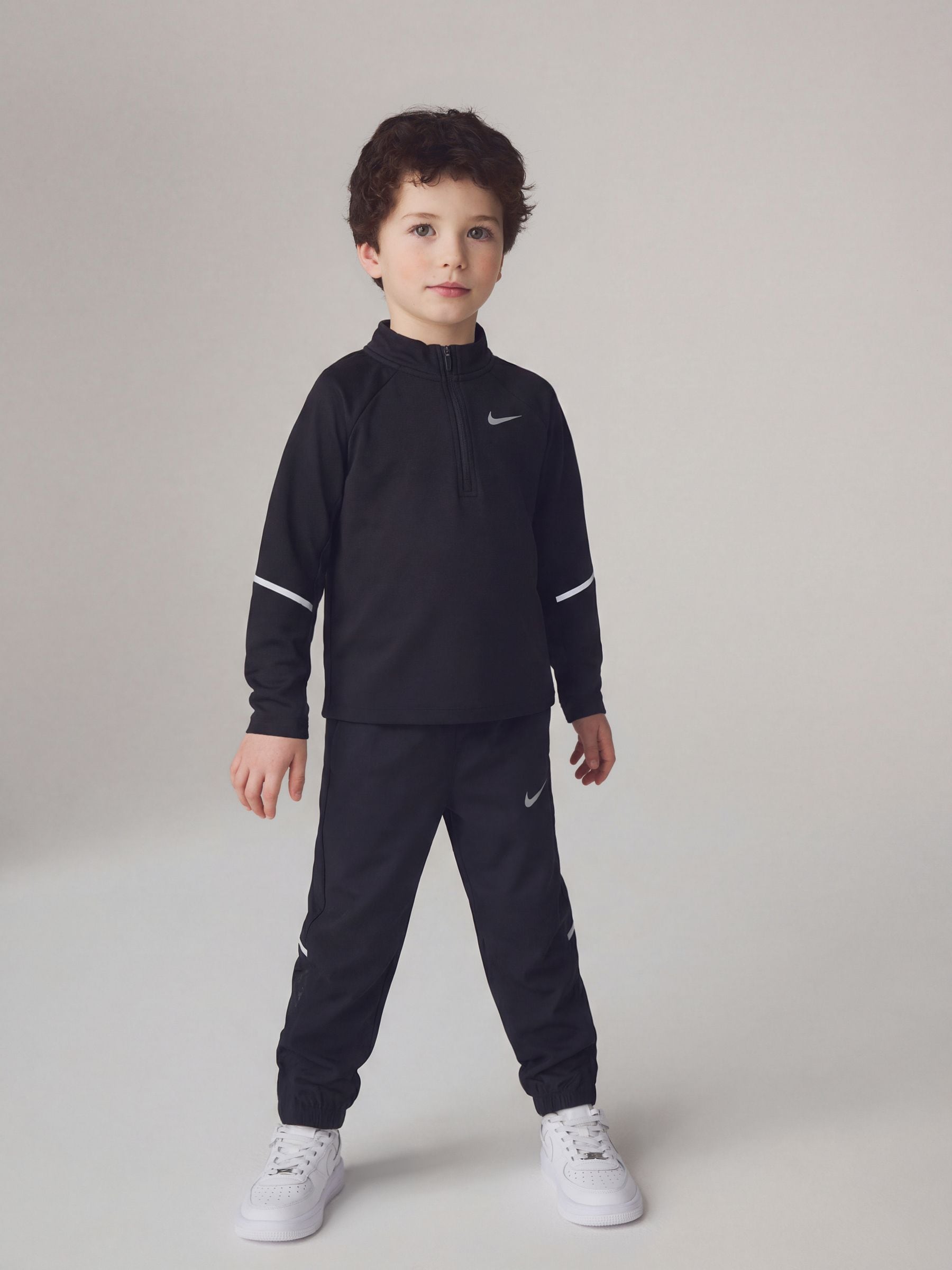 Dsiney Kidz - Nike Black Little Kids Dri-FIT Miler Half-Zip Top & Jogger Tracksuits Set image 1