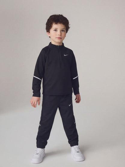 Dsiney Kidz - Nike Black Little Kids Dri-FIT Miler Half-Zip Top & Jogger Tracksuits Set image 1
