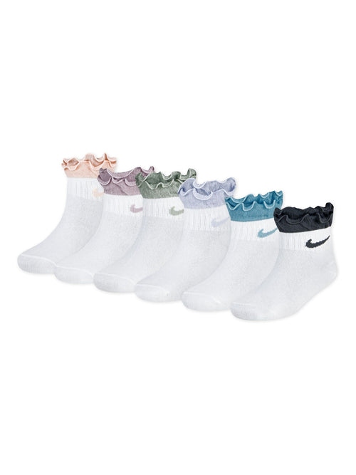Nike Pink NHG Girls Ruffle Ankle Socks 6 Pack image 1