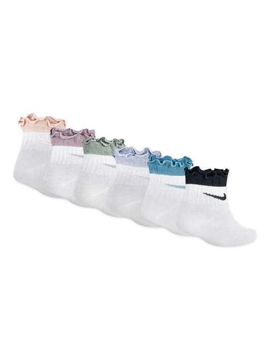 Nike Pink NHG Girls Ruffle Ankle Socks 6 Pack image 2