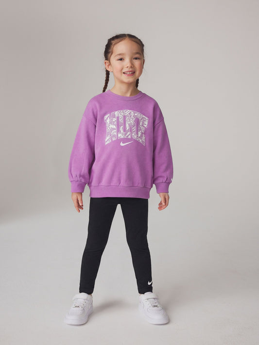 Dsiney Kidz - Nike Black Little Kids Lace Print Crew Neck and Leggings Set image 1