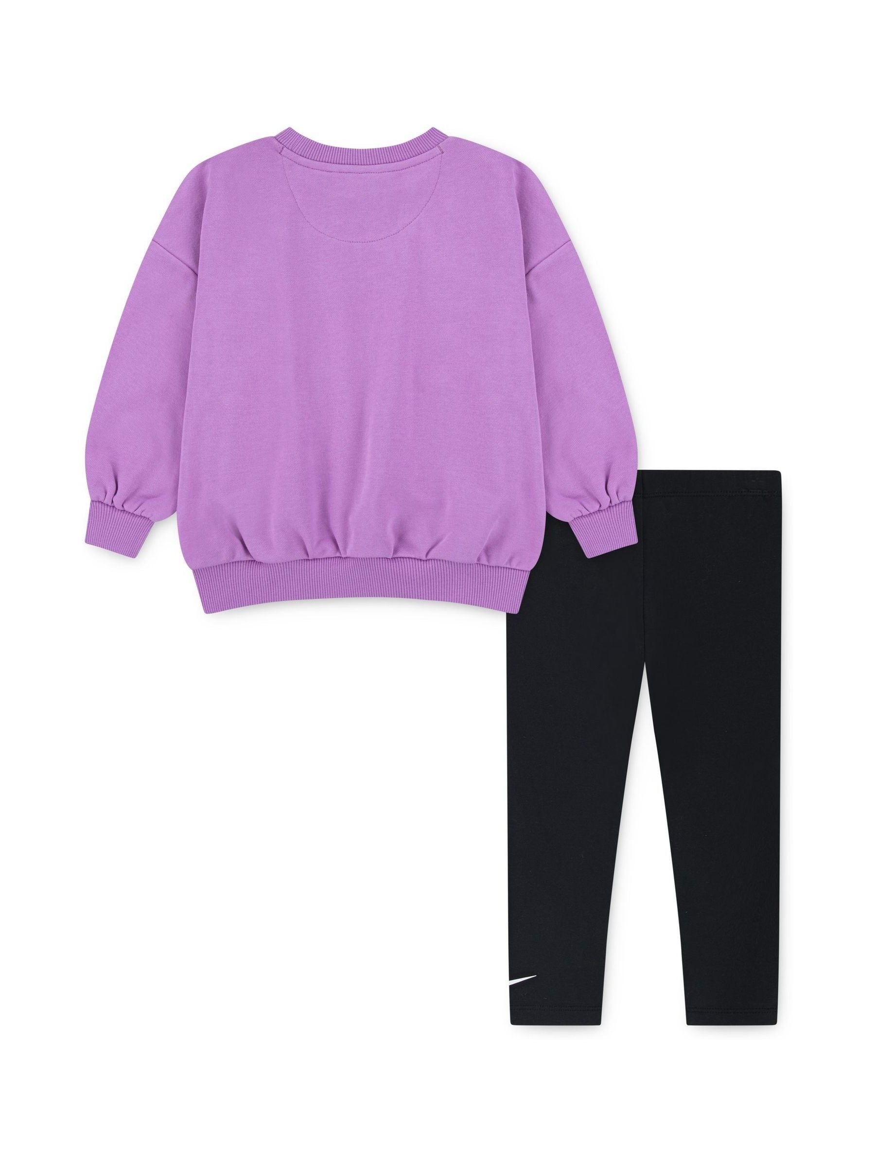 Nike Black Little Kids Lace Print Crew Neck and Leggings Set image 3
