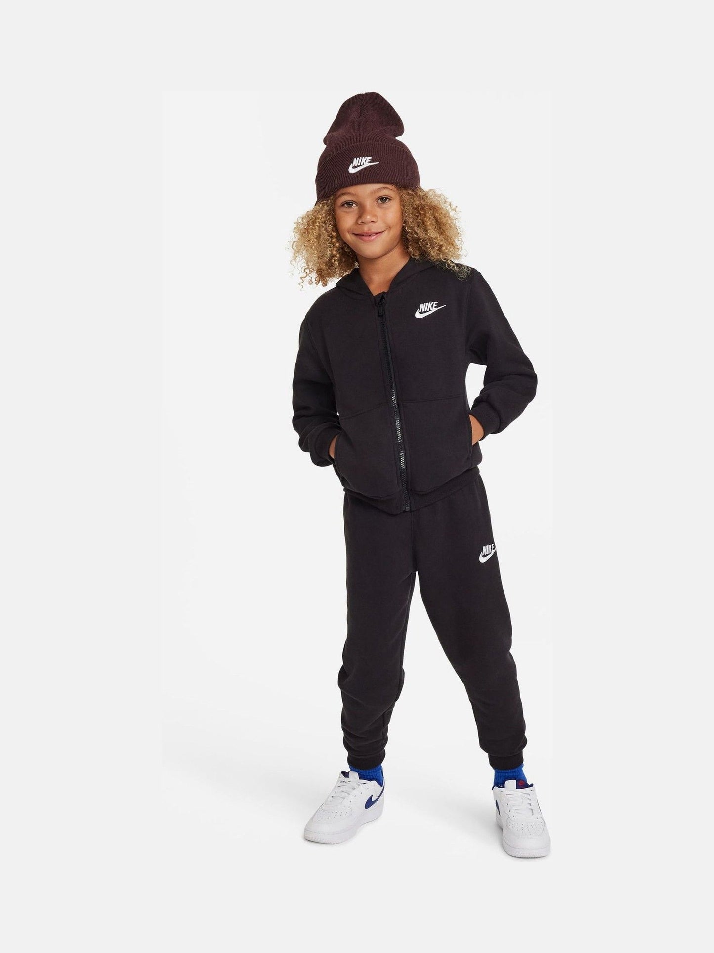 Nike Black Little Kids LBR Zip Through Tracksuit Set image 1