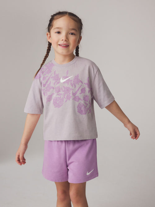 Dsiney Kidz - Nike Purple Little Kids Lace Print T-Shirt and Shorts Set image 1