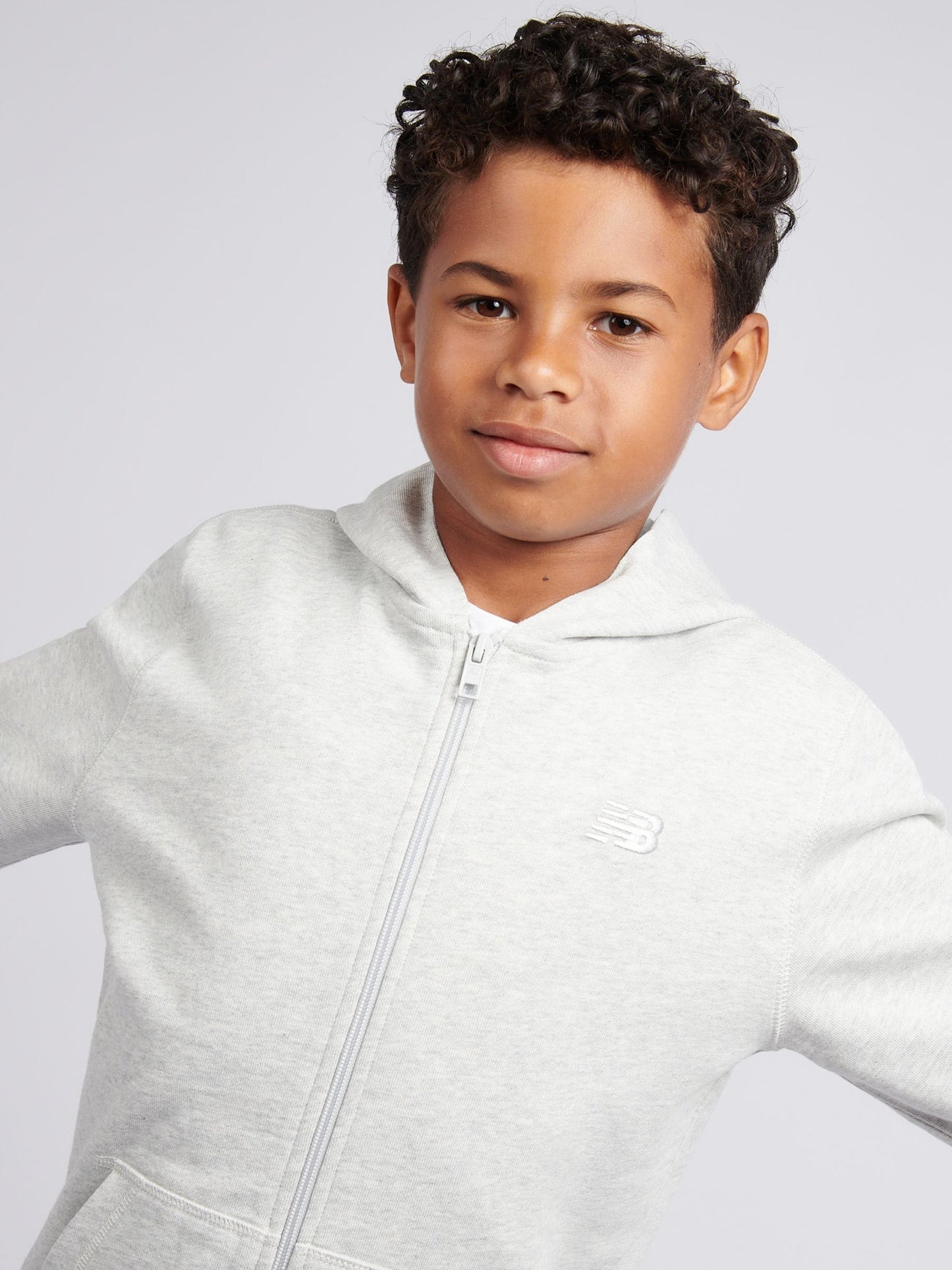 Dsiney Kidz - New Balance Grey Small French Terry Logo Zip Hoodie image 4