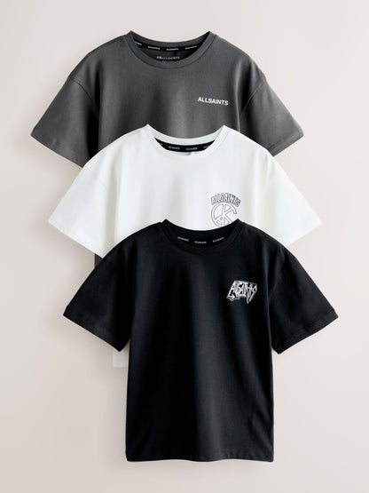 Dsiney Kidz - smALLSAINTS Black/White Graphic Graphic Crew T-Shirts 3 Pack image 1