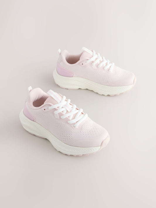 Pink Lace Up Mesh Trainers image 1