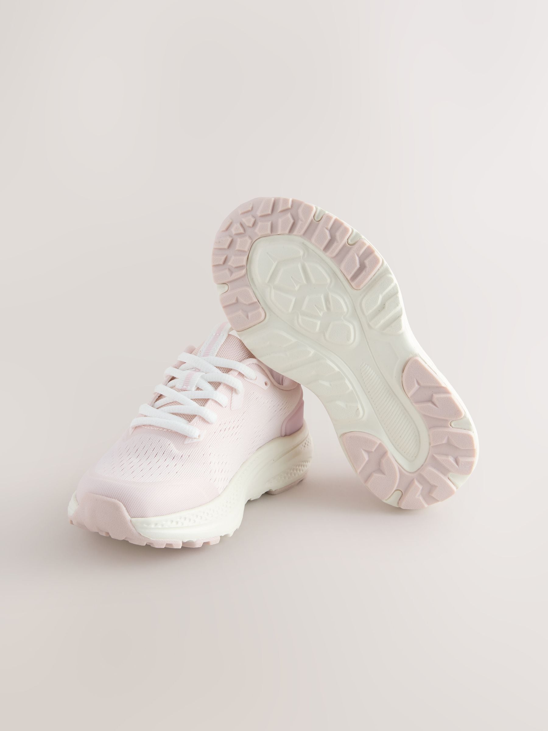 Pink Lace Up Mesh Trainers image 2