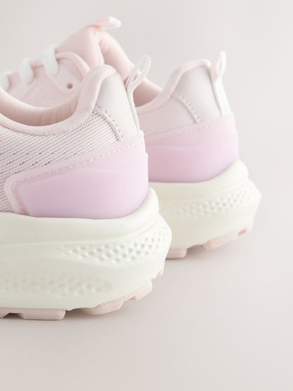 Pink Lace Up Mesh Trainers image 3