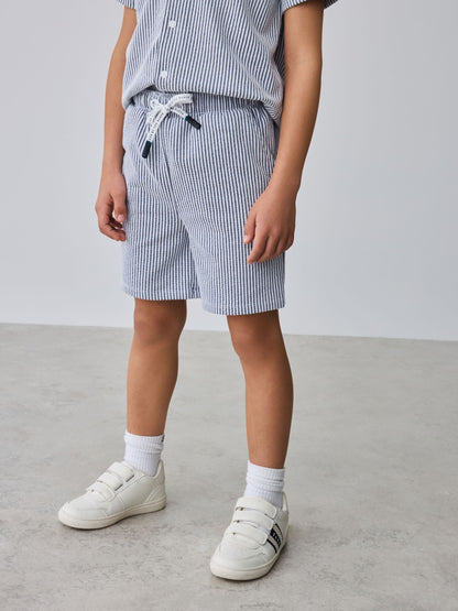Baker by Ted Baker Navy Textured Stripe Shirt and Shorts Set image 6
