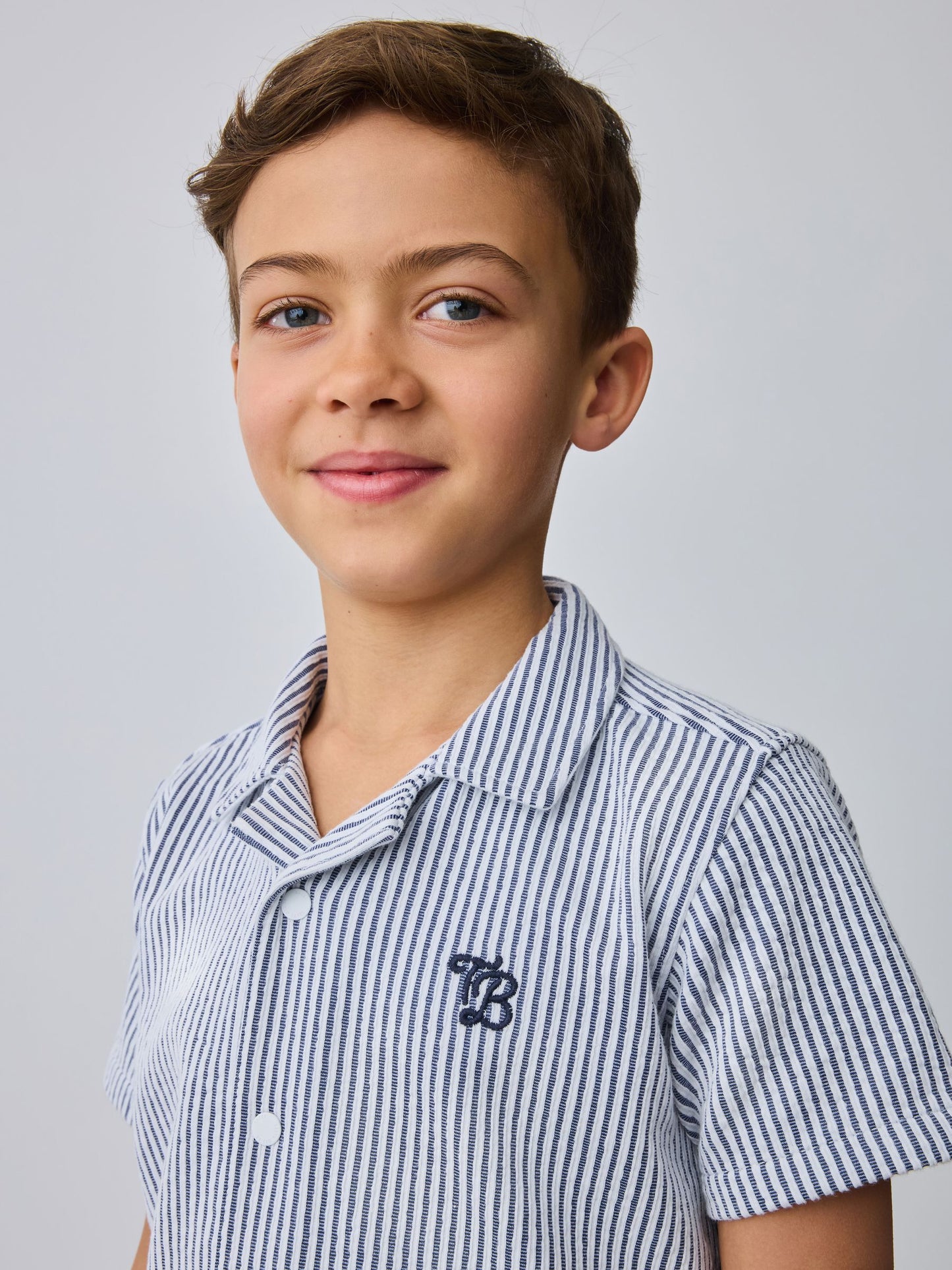 Baker by Ted Baker Navy Textured Stripe Shirt and Shorts Set image 7