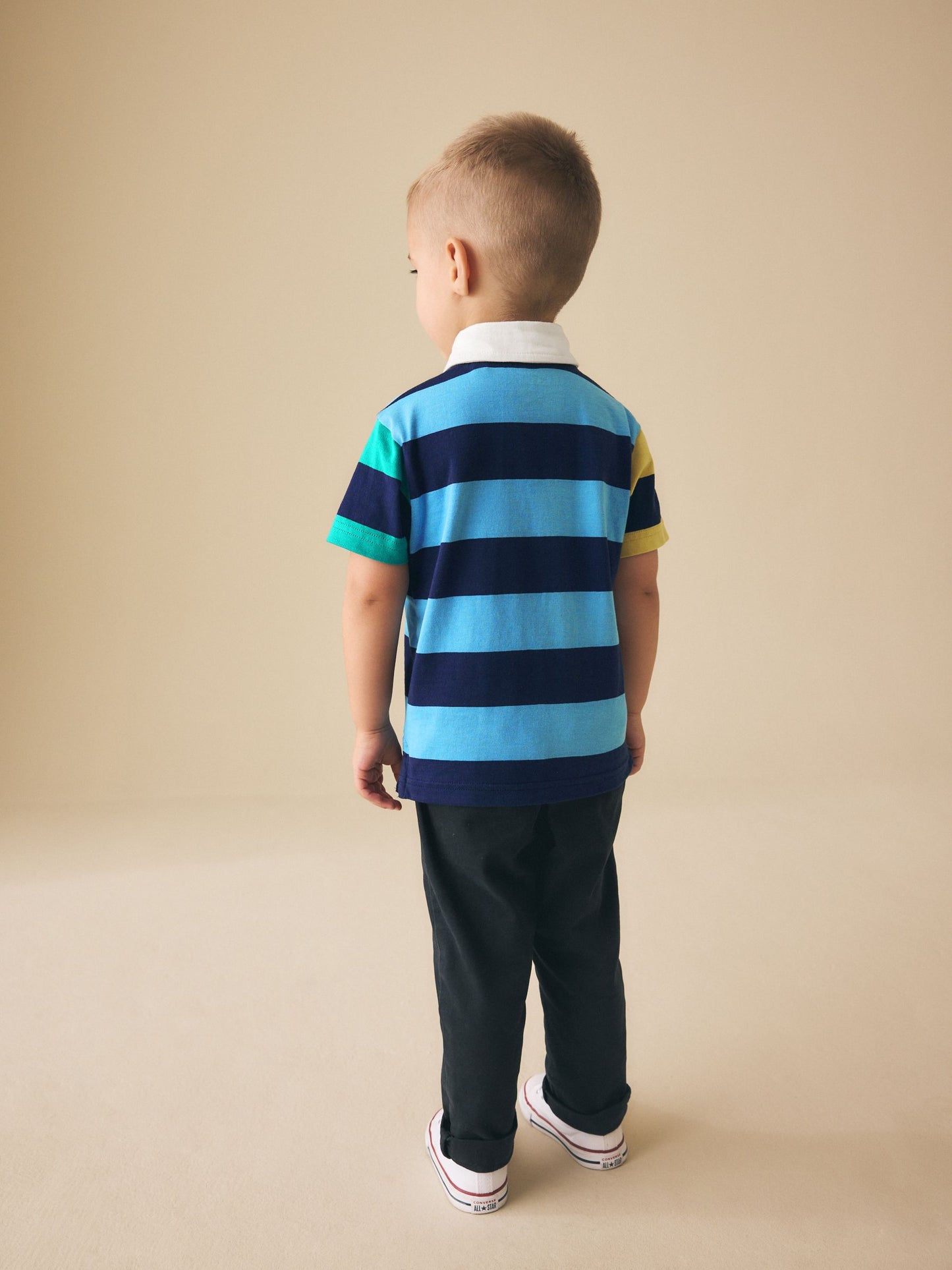 Dsiney Kidz - Blue/Navy Stripe Short Sleeve Rugby Polo Shirt (3mths-7yrs) image 3