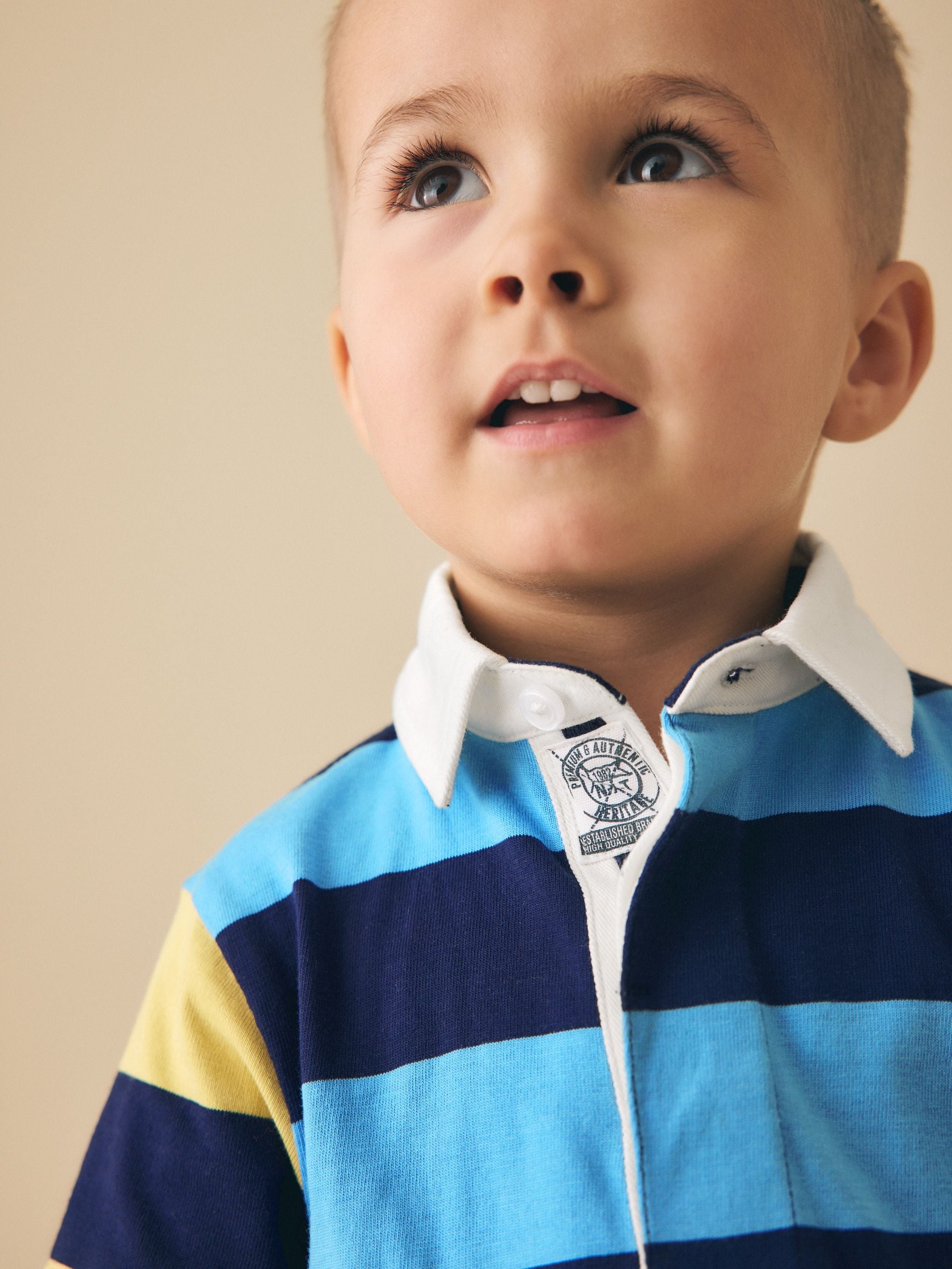 Dsiney Kidz - Blue/Navy Stripe Short Sleeve Rugby Polo Shirt (3mths-7yrs) image 4