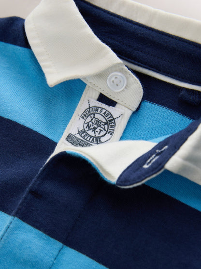 Dsiney Kidz - Blue/Navy Stripe Short Sleeve Rugby Polo Shirt (3mths-7yrs) image 7