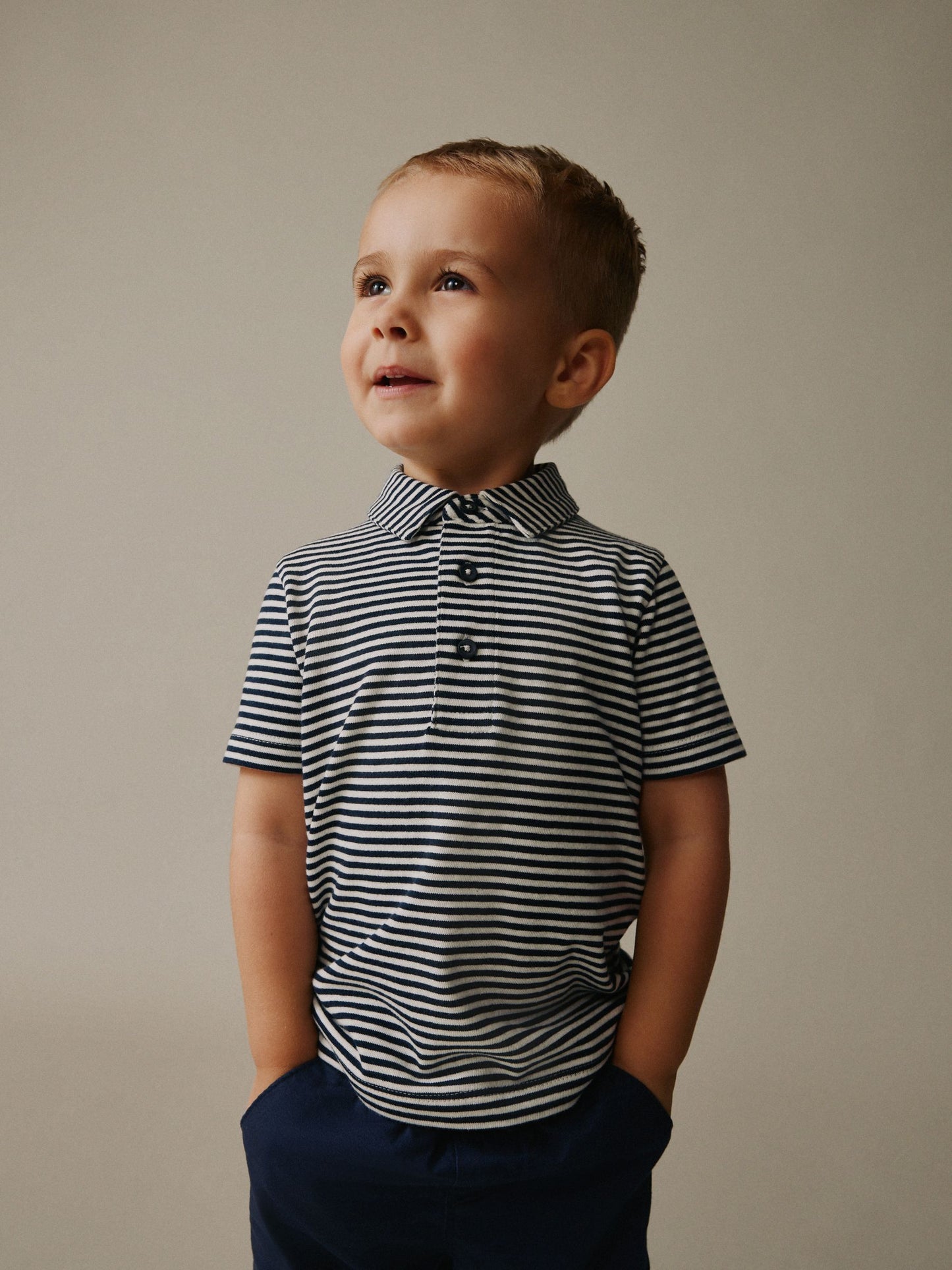 Dsiney Kidz - Navy/White Stripe Short Sleeve Polo Shirt (3mths-7yrs) image 1