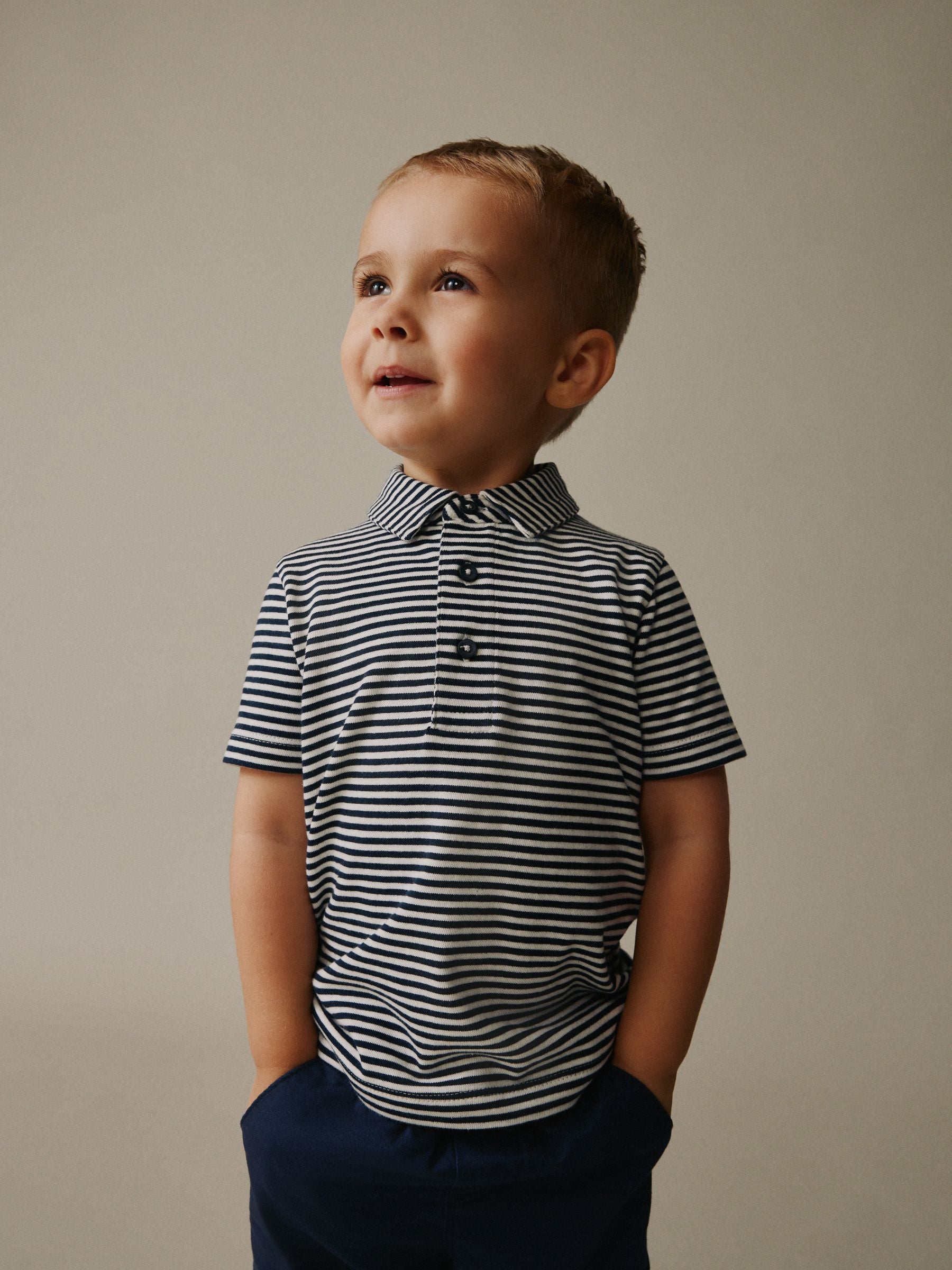 Dsiney Kidz - Navy/White Stripe Short Sleeve Polo Shirt (3mths-7yrs) image 1