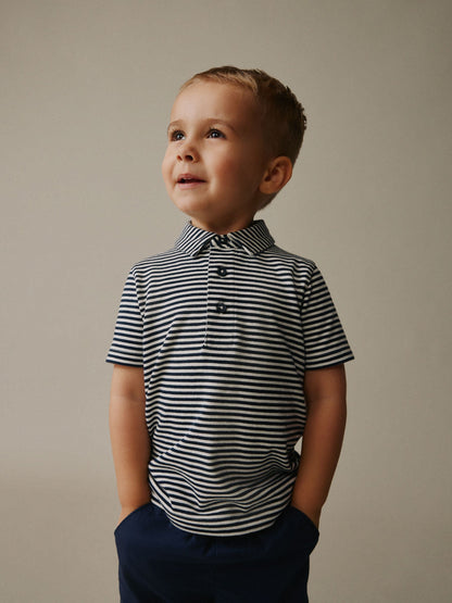 Dsiney Kidz - Navy/White Stripe Short Sleeve Polo Shirt (3mths-7yrs) image 1