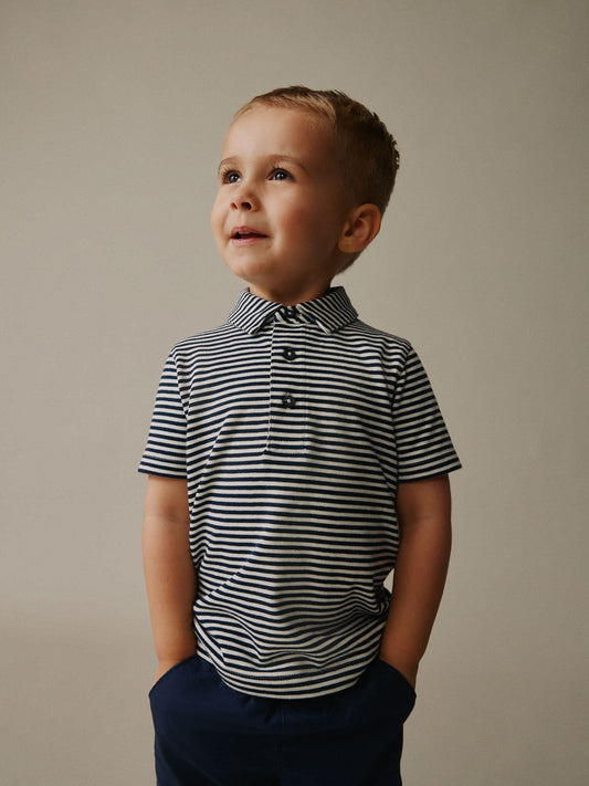 Disney Kidz - Navy/White Stripe Short Sleeve Polo Shirt (3mths-7yrs) image 1