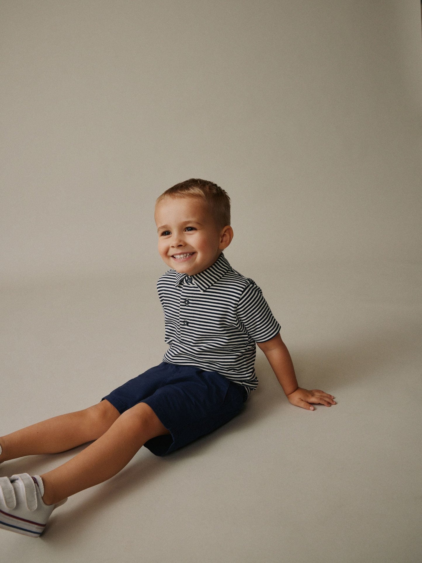 Dsiney Kidz - Navy/White Stripe Short Sleeve Polo Shirt (3mths-7yrs) image 2
