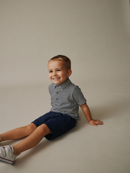 Dsiney Kidz - Navy/White Stripe Short Sleeve Polo Shirt (3mths-7yrs) image 2