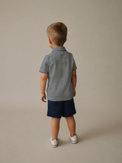 Dsiney Kidz - Navy/White Stripe Short Sleeve Polo Shirt (3mths-7yrs) image 3