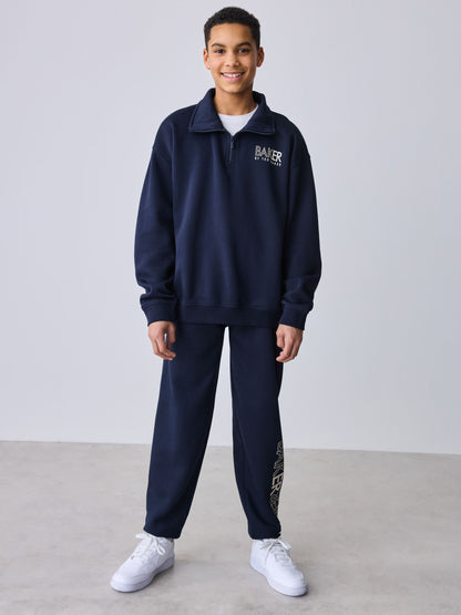 Baker by Ted Baker Navy Oversized Funnel Zip Neck Sweatshirt and Joggers Set image 1
