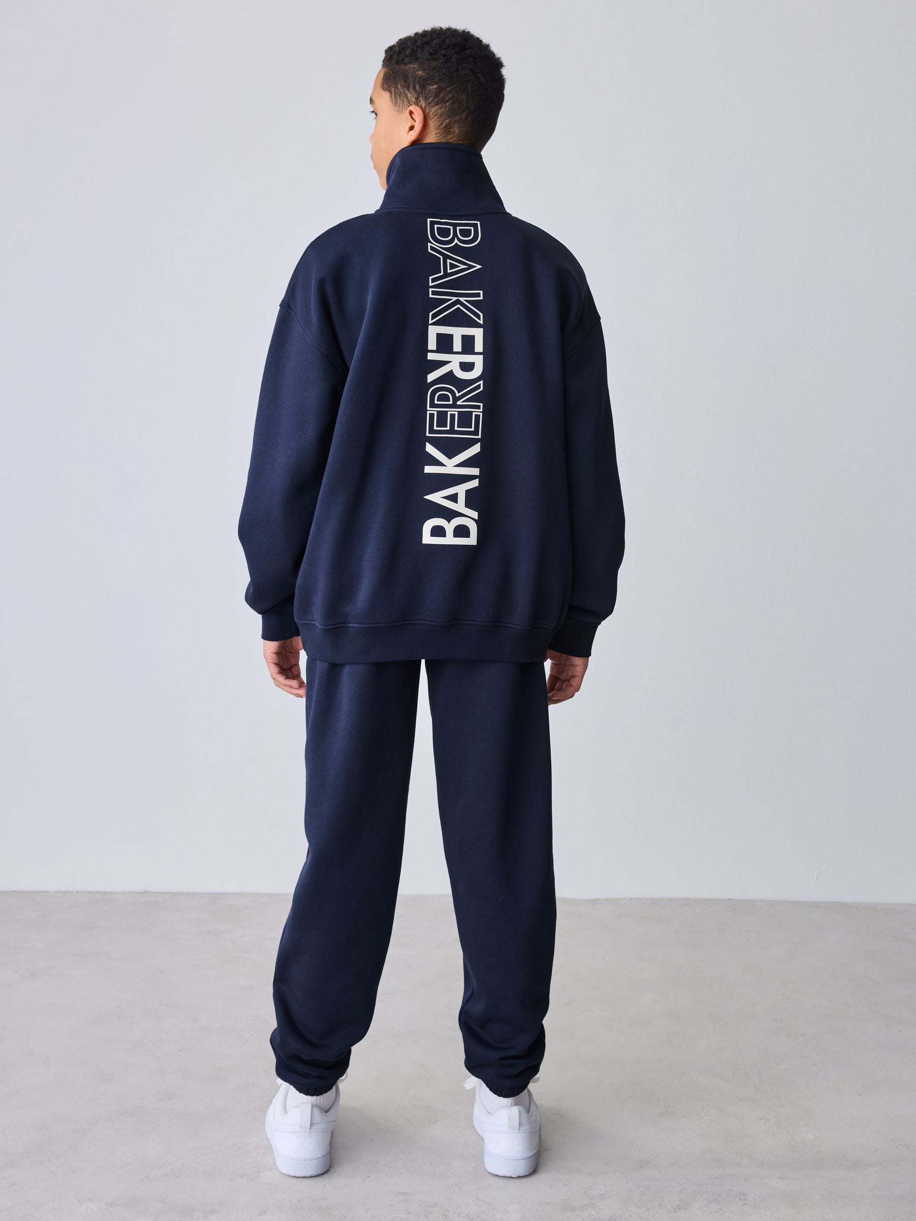 Baker by Ted Baker Navy Oversized Funnel Zip Neck Sweatshirt and Joggers Set image 2