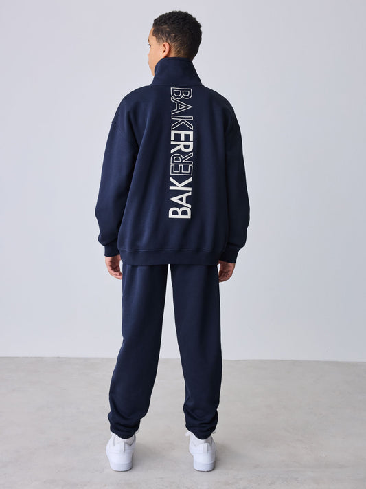 Baker by Ted Baker Navy Oversized Funnel Zip Neck Sweatshirt and Joggers Set image 2