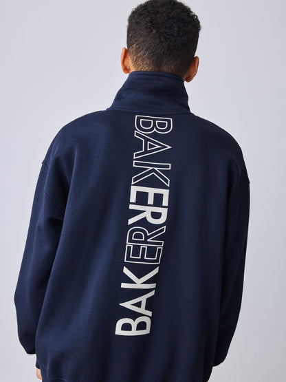 Baker by Ted Baker Navy Oversized Funnel Zip Neck Sweatshirt and Joggers Set image 3