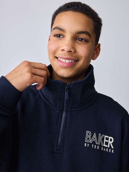 Baker by Ted Baker Navy Oversized Funnel Zip Neck Sweatshirt and Joggers Set image 4
