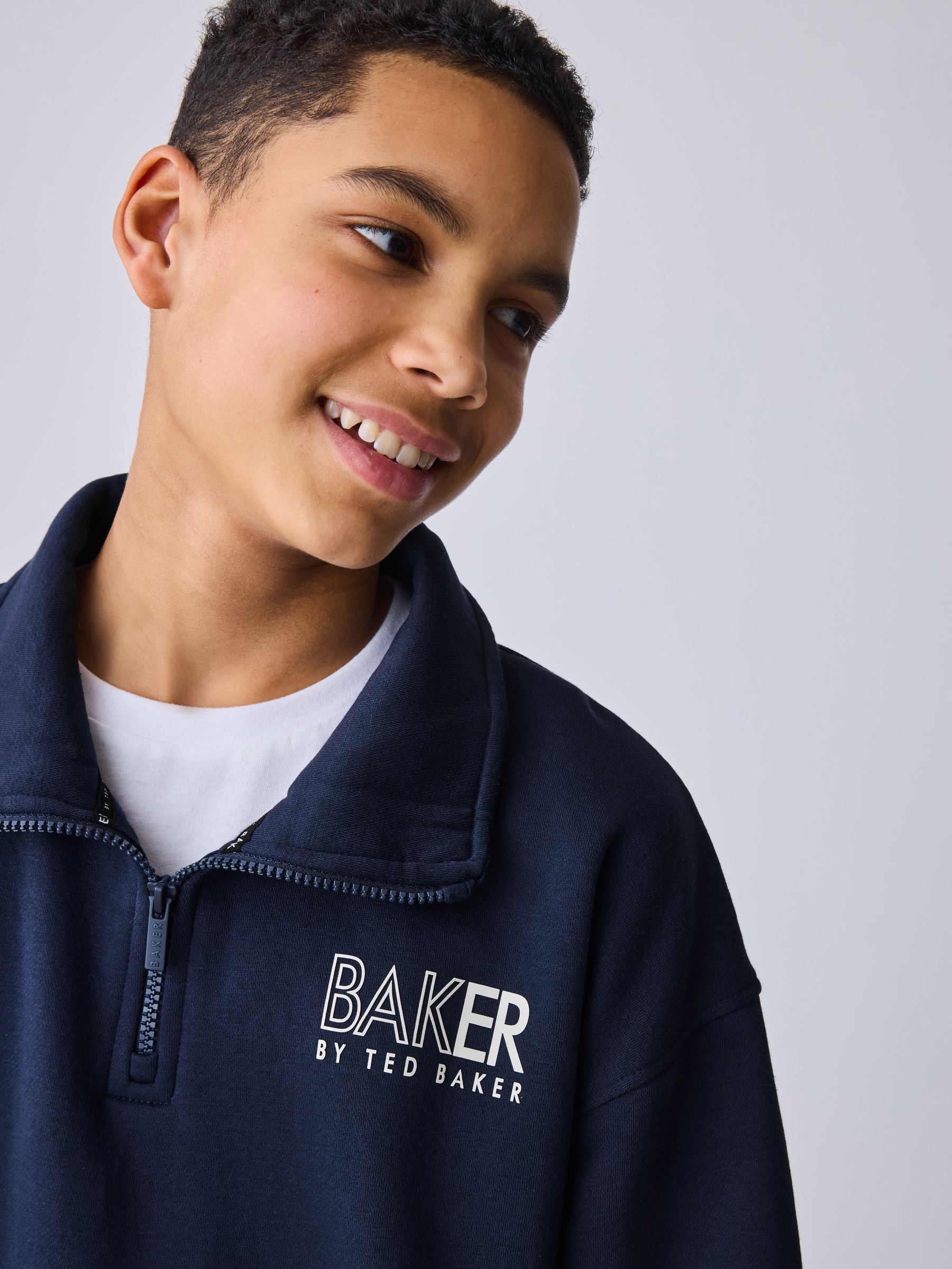 Baker by Ted Baker Navy Oversized Funnel Zip Neck Sweatshirt and Joggers Set image 5
