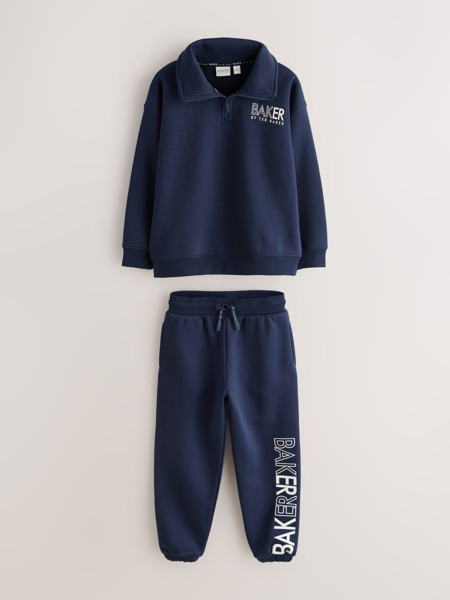 Baker by Ted Baker Navy Oversized Funnel Zip Neck Sweatshirt and Joggers Set image 8
